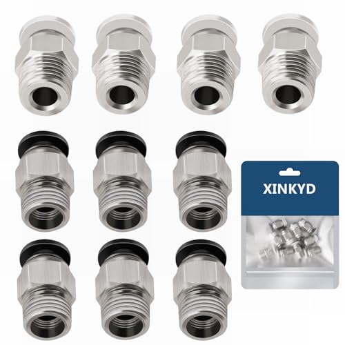 XINKYD PC4-M10 Stecker,10pcs PC4 M10 Connector, PC4-M10 Pneumatik Verbinder,Push In Quick Fitting Connector, Gerader Pneumatischer PC4 -M10 Stecker, Schnellverbinder Einstecken für 3D Drucker von XINKYD