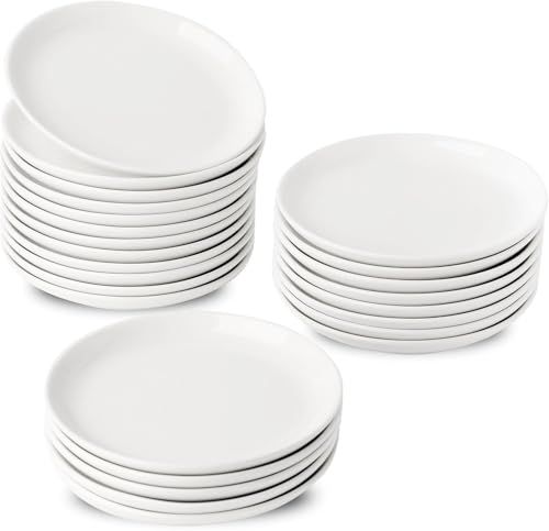 XINLTC 25-teiliges Keramik-Vorspeisen-Teller, 14 cm, kleine Dessertteller, weiß, runde Teller für Brot, Butter, Snack, leichtes Geschirr-Untertassen-Set, elfenbeinfarben, ofen-, mikrowellen- und XINLTC 25-teiliges Keramik-Vorspeisen-Teller, 14 cm, kleine Dessertteller, weiß, runde Teller für Brot, Butter, Snack, leichtes Geschirr-Untertassen-Set, elfenbeinfarben, ofen-, mikrowellen- und von XINLTC