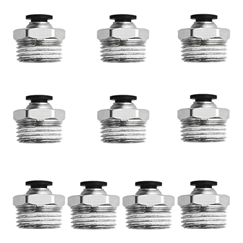 XINMEIWEN 10 Stück Pneumatik Schlauch Armaturen, Rohr 6MM OD x 1/2" NPT Air Push Connect Werkzeug,Gewinde Push to Connect Armaturen,PC6-02 von XINMEIWEN