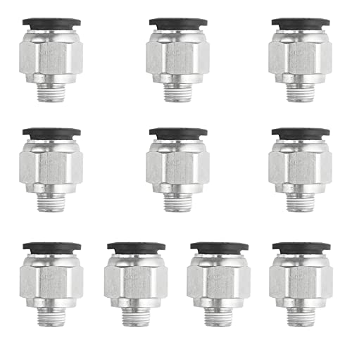 XINMEIWEN 10 Stück 1/8 Zoll NPT Außengewinde 12 mm pneumatische Push-to-Connect-Armaturen Luftarmaturen PC12-N1 von XINMEIWEN