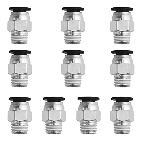 XINMEIWEN 10 Stück 1/8 Zoll NPT Außengewinde 6 mm pneumatische Push-to-Connect-Armaturen Luftarmaturen PC6-N1 von XINMEIWEN