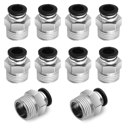 XINMEIWEN 10 Stück Pneumatik Schlauch Armaturen, Rohr 6MM OD x 3/8" NPT Air Push Connect Werkzeug,Gewinde Push to Connect Armaturen von XINMEIWEN