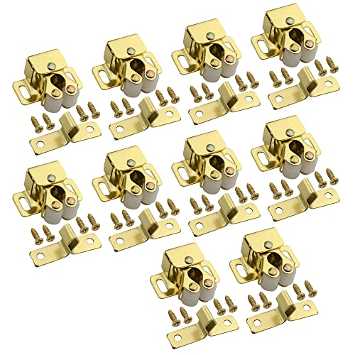 XINMEIWEN 10Pack Double Roller Catch Cabinet Catch Tür Latch Heavy Duty Latch Hardware mit Speer Strike Installationsschrauben für Home Kitchen Cabinet Schrank (Gold) von XINMEIWEN