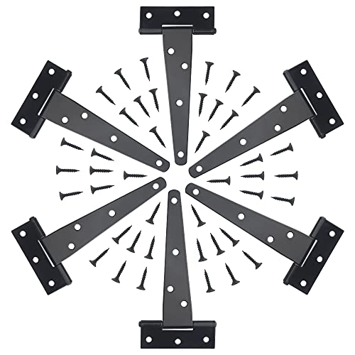 XINMEIWEN 6 Stück 12,7 cm schwarzes T-Gurt-Scharnier für Schuppentor-Scharniere für Scheunentüren, Schuppen oder Holzzäune von XINMEIWEN