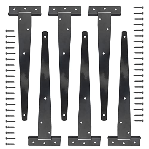 XINMEIWEN 6 Stück 30,5 cm schwarzes T-Gurt-Scharnier für Schuppentor-Scharniere für Scheunentüren, Schuppen oder Holzzäune von XINMEIWEN