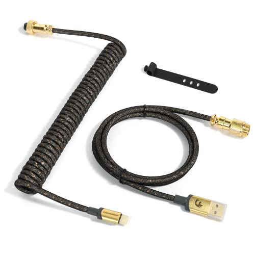 XINMENG C03 Custom Coiled Gaming Keyboard Cable, USB-C to USB-A geflochtenes mechanisches Tastaturkabel, goldfarbenes, abnehmbares Metall-Flieger-Doppelmantelkabel für Gaming-Tastatur/Mac/Win XINMENG C03 Custom Coiled Gaming Keyboard Cable, USB-C to USB-A geflochtenes mechanisches Tastaturkabel, goldfarbenes, abnehmbares Metall-Flieger-Doppelmantelkabel für Gaming-Tastatur/Mac/Win von XINMENG