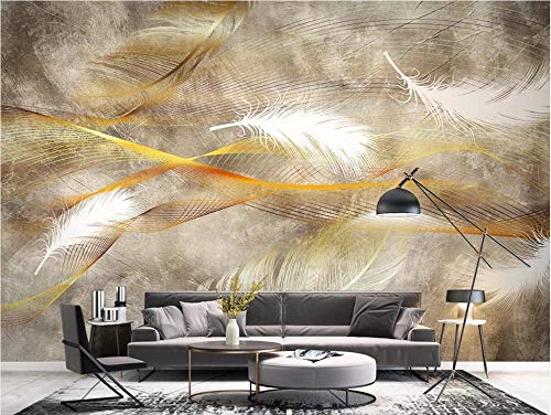 Fototapete Wandbilder 3D Effekt Retro Feder Goldene Linien Tapete 3D Vliestapete Tapeten Wandbild Tapeten Wohnzimmer Tv Wanddeko 400x280 cm von XINNUO wallpaper