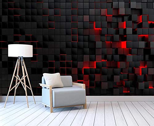 Fototapete Wandbilder 3D Effekt Schwarzes Quadrat Rotes Licht Tapete 3D Vliestapete Tapeten Wandbild Tapeten Wohnzimmer Tv Wanddeko 150x105 cm von XINNUO wallpaper