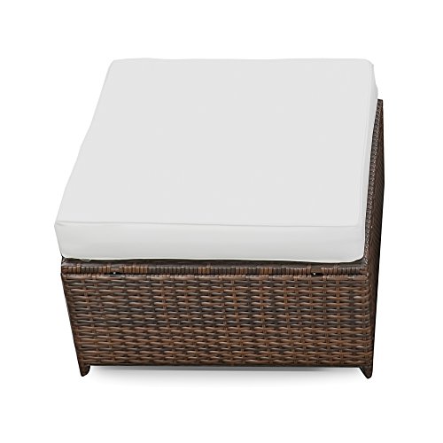 XINRO (1er Polyrattan Lounge Hocker - Gartenmöbel Hocker Rattan - durch andere Polyrattan Lounge Gartenmöbel Elemente erweiterbar - In/Outdoor - handgeflochten - braun von XINRO