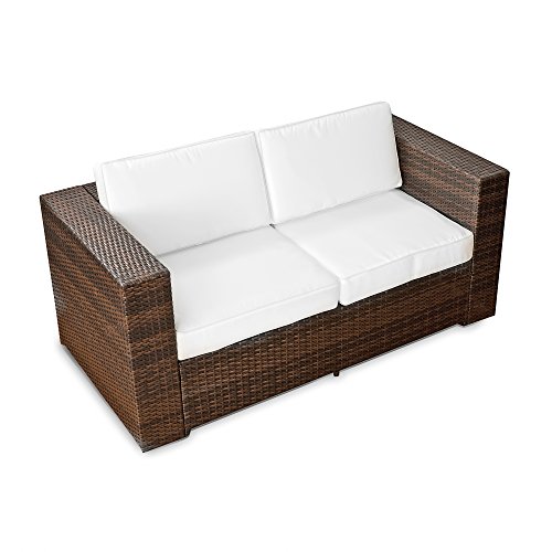 XINRO (2er Polyrattan Lounge Sofa - Gartenmöbel Couch Bank Rattan - durch andere Polyrattan Lounge Gartenmöbel Elemente erweiterbar - In/Outdoor - handgeflochten - braun von XINRO