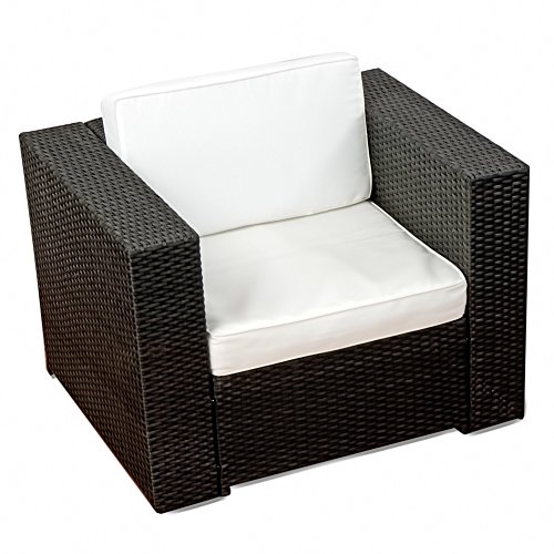 (1er) Polyrattan Lounge Möbel Sessel schwarz - Gartenmöbel (1er) Polyrattan Lounge Sessel, (1er) Polyrattan Lounge Sofa, (1er) Polyrattan Lounge Stuhl - durch andere Polyrattan Lounge Gartenmöbel Elemente erweiterbar von XINRO