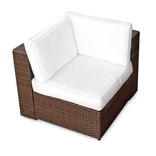 XINRO (1er Polyrattan Lounge Eck Sessel - Gartenmöbel Ecksessel Rattan - durch andere Polyrattan Lounge Gartenmöbel Elemente erweiterbar - In/Outdoor - handgeflochten - braun von XINRO