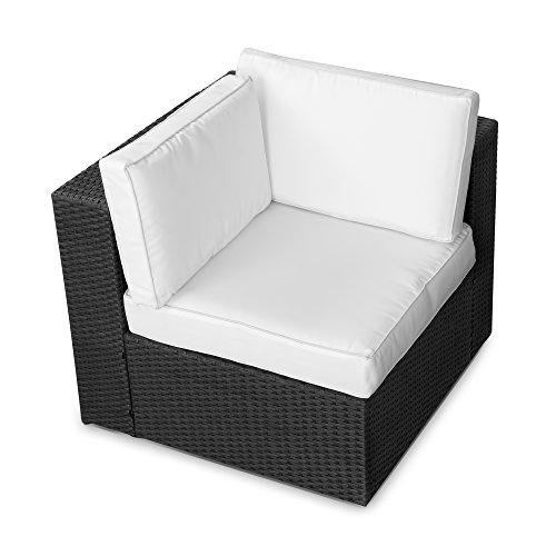 XINRO (1er Polyrattan Lounge Eck Sessel - Gartenmöbel Ecksessel Rattan - durch andere Polyrattan Lounge Gartenmöbel Elemente erweiterbar - In/Outdoor - handgeflochten - schwarz von XINRO