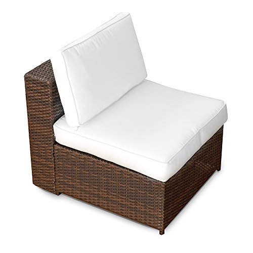 XINRO Garten-Lounge Sessel - Mittelteil - Polyrattan - braun-mix - erweiterbar - bequem - mit Kissen - Outdoor von XINRO