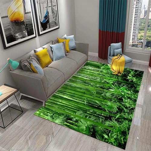 XINRUYI 3D Grüner Bambus Wald Bambusteppich Wohnzimmer Schlafzimmer Küche Bad rutschfeste Matte Dekoration von XINRUYI