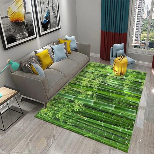XINRUYI 3D Grüner Bambus Wald Bambusteppich Wohnzimmer Schlafzimmer Küche Badezimmer rutschfeste Matte Dekoration von XINRUYI