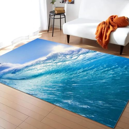 XINRUYI Beach Waves Bedruckter Teppich Wohnzimmer Schlafzimmer Dekorative Bad Küche rutschfeste Bodenmatte von XINRUYI