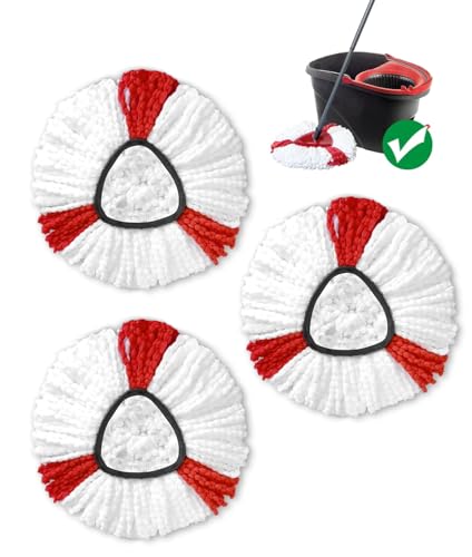 3 Stück Moppköpfe Kompatibel mit Vileda Turbo Wischmop, Mikrofaser Wischmopp Ersatzköpfe, Wischmopp Ersatz für EasyWring&Clean Bodenwischer, für alle Böden, Maschinenwaschbar von XINSHIKEJI