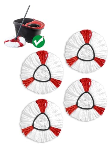 4 Stück Moppköpfe Kompatibel mit Vileda Turbo Wischmop, Mikrofaser Wischmopp Ersatzköpfe, Wischmopp Ersatz für EasyWring&Clean Bodenwischer, für alle Böden, Maschinenwaschbar von XINSHIKEJI