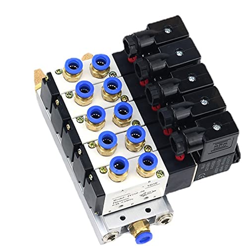 110/220 V AC Multi Option 4V210-08 Pneumatischer Magnetventilblock mit Schalldämpferanschluss Basisverteiler 2/3/4/6 Wege 1 Stück(2 Row 6mm fitting,AC220V) von XINSHILING