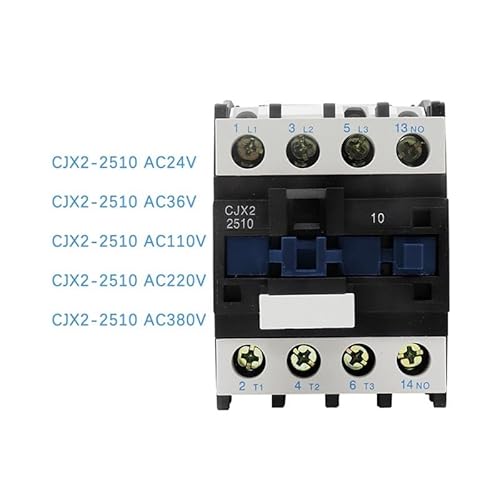CJX2-2510 AC Contactor LC1 DIN Rail Mounted 1NO Normal Open Voltage 220V/380V/24V/110V(CJX2-2510 AC220V) von XINSHILING
