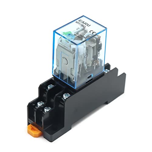 MY4NJ DIN Rail Small Electromagnetic Relay Coil Power Relay DC12V DC24V AC24V AC110V AC220V with Socket Base 2NO 2NC(DC 24V) von XINSHILING