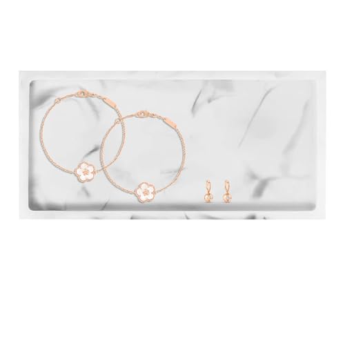 XINSUO Badezimmer Tablett, Dekotablett Deko Tablett,Schminktisch Tablett (Weißer Marmor, Rechteck, 24L*18W*2H cm) von XINSUO