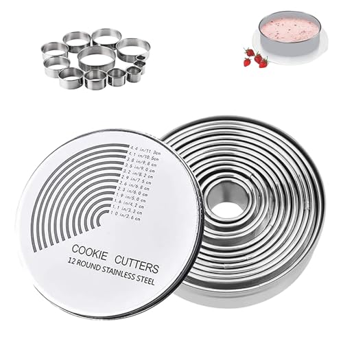 12 Stück Plätzchen Ausstecher Rund Edelstahl Ausstechformen Ring Circle Cookie Cutter für Gebäck Donut Fondant Mousse Backen DIY Kuchen 12 Stück Plätzchen Ausstecher Rund Edelstahl Ausstechformen Ring Circle Cookie Cutter für Gebäck Donut Fondant Mousse Backen DIY Kuchen von XINTANGXIA