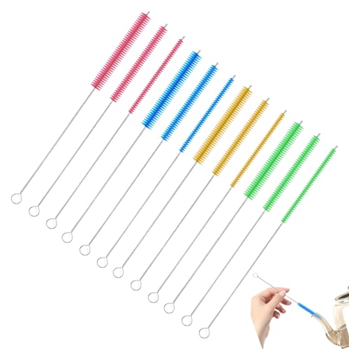 12 Stück Reinigungsbürsten,20cm Lange Strohbürsten Rohrbürste Nylon mit 3 Größen,Strohhalm Bürste für Reagenzgläser Reinigen Teekanne Düse Trinken Strohhalme von XINTANGXIA