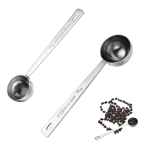2 Stück Kaffeelöffel Portionierer 15ml 30ml Edelstahl Kaffeelöffel mit Langem Griff Runder Kaffee Messlöffel für Kaffee, Tee, Zucker, Mehl, Gewürze von XINTANGXIA