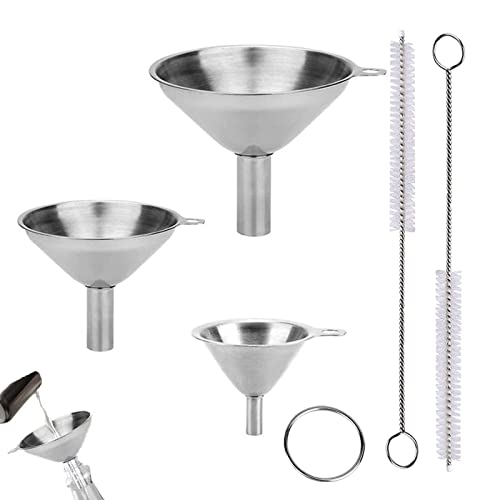 3 Stück Trichter Set aus Edelstahl Kitchen Strainer Edelstahl Trichter Stapelbarer Kleiner Trichter mit Reinigungsbürste für die Küche 4.5/5.5/7.5 CM von XINTANGXIA