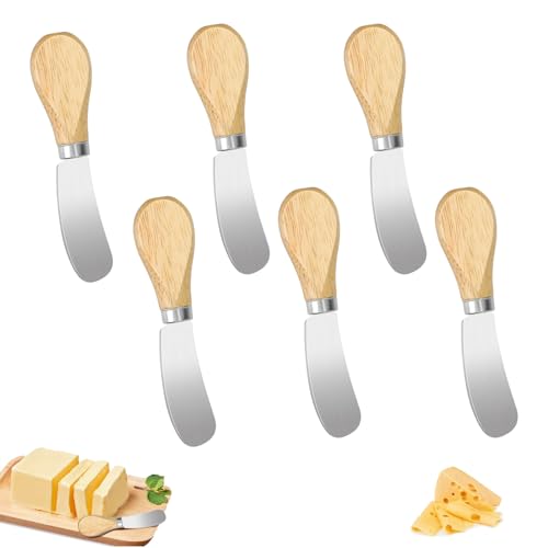 XINTANGXIA 6 Stück Buttermesser Klein Edelstahl 12.3 cm Käsemesser mit Holzgriff Butter Knife für Käse Butter Marmelade Torten Brot Dessert von XINTANGXIA
