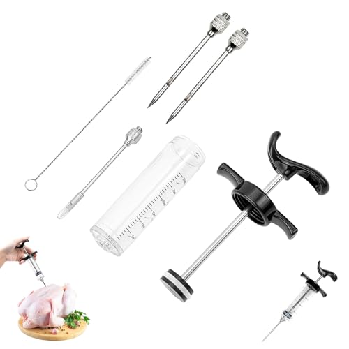 XINTANGXIA Fleischspritze Marinadenspritze Fleisch Injektor Spritze mit 3 Nadeln 1 Reinigungsbürste 30ml Fleischinjektoren für BBQ Grill, Marinieren von Fleisch Rind von XINTANGXIA