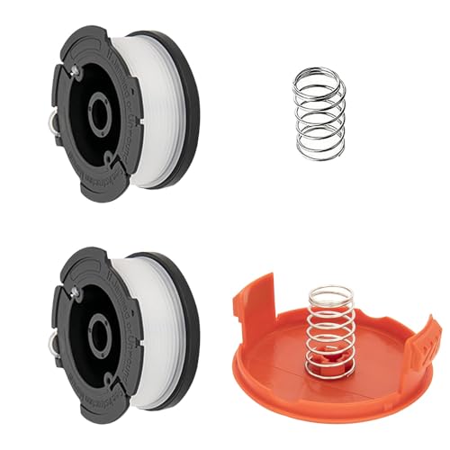 XINTONG Spule und Schnur, 2 Stück Elektro-Trimmer, kompatibel mit Black Decker, ersetzt AF-100 ST5530-GB GLC3630L20-GB STC1820PC-GB BESTA530-GB BESTA525-GB (mit 1 Kappe, 1 Feder) von XINTONG
