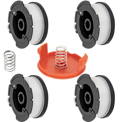 XINTONG Spule und Schnur, 4 Stück Elektro-Trimmer, kompatibel mit Black Decker, ersetzt AF-100 ST5530-GB GLC3630L20-GB STC1820PC-GB BESTA530-GB BESTA525-GB (mit 1 Kappe, 1 Feder) von XINTONG