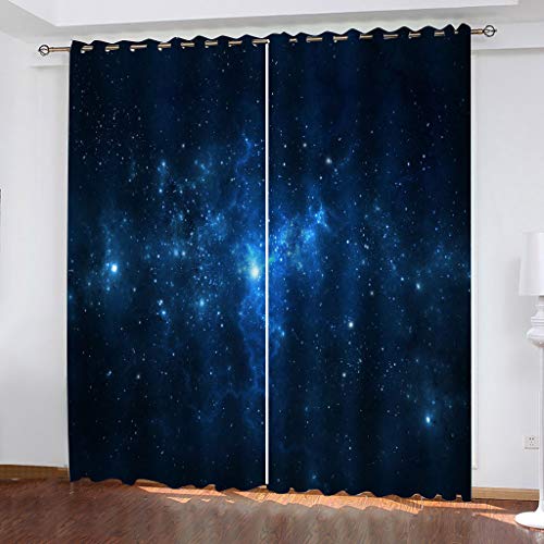 Vorhang Blickdicht Ösenschal Verdunkelungsvorhang Digitaldruck 3D Blaue Galaxienlandschaft Gardinen Wohnzimmer Schlafzimmer Thermovorhang Deko Vorhänge 2Er Set - 160X200cm(HxB) von XINTUANSHANGMAO
