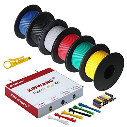 PVC Elektrischer Draht-18 AWG 0,8 mm² 6 Farben (Jede Farbe 6M) Litzendraht aus verzinntem Kupferdraht für DIY, RC-Modell, Lampen, Haushaltsgeräte, Meter usw von XINWANG
