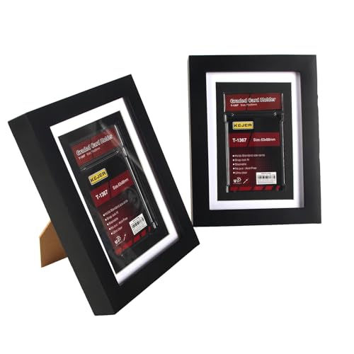 Graded Card Display Frame, Trading Card Display Frame Wall Mount, Wooden Baseball Card Display Case with Clear View, Graded Sports Card Display for Trading Card Collection (2 Pack-Black) von XINWENLI