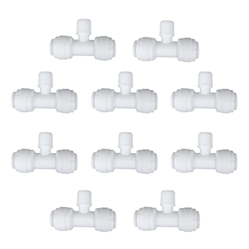 XINWOO Union T-Stück, 1/4 Zoll männlich x 3/8 Zoll x 3/8 Zoll QC Quick Connect Umkehrosmose-System Armaturenteile, BPA-frei (10 Stück) von XINWOO