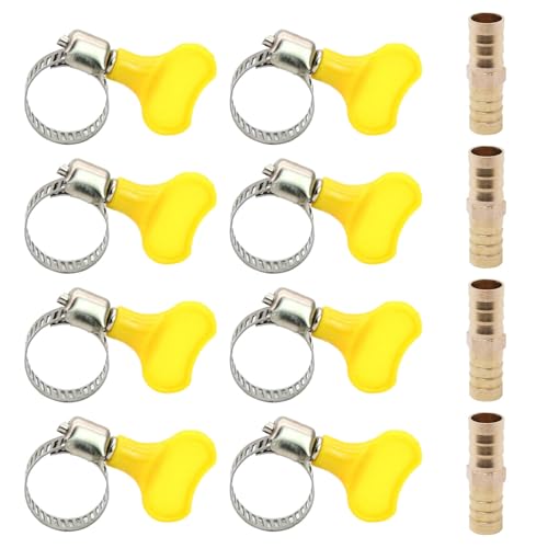 4 Stück 10 mm Messing-Schlaucharmaturen, gerader Verbindungsstück, Kupplungsadapter, 2-Wege-Luftschlaucharmaturen mit 8 Edelstahl-Rohrschellen für den Transport von Wasser, Kraftstoff, Luft, Gas 4 Stück 10 mm Messing-Schlaucharmaturen, gerader Verbindungsstück, Kupplungsadapter, 2-Wege-Luftschlaucharmaturen mit 8 Edelstahl-Rohrschellen für den Transport von Wasser, Kraftstoff, Luft, Gas von XINXINGDINGSHENG