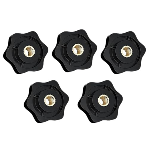 5 Stück M6 Sternspannmuttern, Kunststoff und Messing Flügelmuttern, Klemmgriffknöpfe Durchmesser 31 mm, Griff Sternmutter für Maschinen, Möbel, Werkzeugmaschinen, Fitnessgeräte (5 Stück, schwarz) von XINXINGDINGSHENG