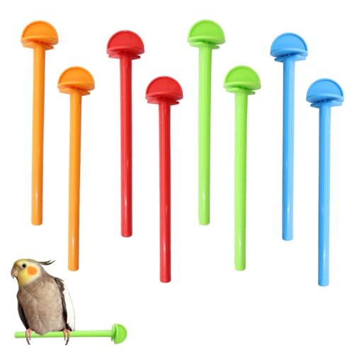 8 Stück Papageien-Sitzstangen, Kunststoff-Vogelkäfig-Sitzstange, Universal-Vogelsitzstangen, Kunststoff-Halter für Finken, Kanarienvögel, Wellensittiche, Sittiche, Nymphensittiche, Eckpfotenablage von XINXINGDINGSHENG