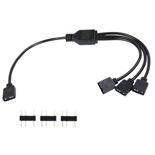 ARGB-Splitterkabel, 5 V, 3-polig, adressierbar, RGB 1 auf 3 Splitter, ARGB-Verlängerungskabel mit Steckern für Computergehäuse, CPU-Kühler, PC-Lüfter und LED-Beleuchtungserweiterung (1 Stück, schwarz) von XINXINGDINGSHENG
