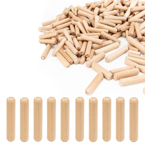 Holzdübel, 6 mm x 50 mm, abgeschrägte Holzstifte, harte runde Holzdübel mit Rillen für Schublade, Schrank, Tür, Stuhl, Heimwerker, Tischlerei, 50 Stück Holzdübel, 6 mm x 50 mm, abgeschrägte Holzstifte, harte runde Holzdübel mit Rillen für Schublade, Schrank, Tür, Stuhl, Heimwerker, Tischlerei, 50 Stück von XINXINGDINGSHENG