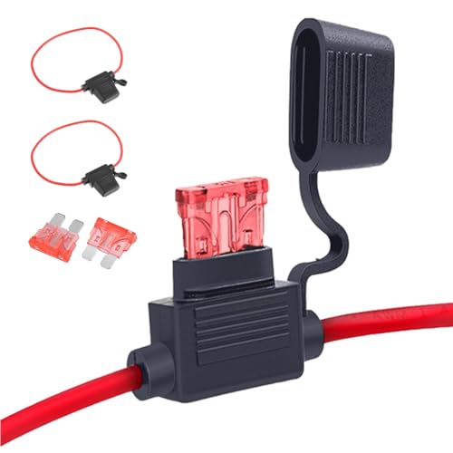 Inline-Sicherungshalter, 16 AWG, wasserdicht, Kupferdraht mit 10 A Standard-Sicherungen, 32 V Mini-Flachsicherungshalter für Auto/LKW/Motorrad/Boot, 2 Stück Inline-Sicherungshalter, 16 AWG, wasserdicht, Kupferdraht mit 10 A Standard-Sicherungen, 32 V Mini-Flachsicherungshalter für Auto/LKW/Motorrad/Boot, 2 Stück von XINXINGDINGSHENG