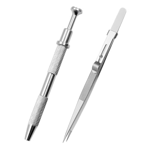 Schmuck-Pinzetten-Piercing-Set, Piercing-Kugelgreifer mit 4 Greifern, Edelstahl-Schmuck-Pinzette, Diamant-Halter, Pick-Up-Werkzeug für Kleinteile, elektronische Komponenten mit IC-Chip, 2 Stück von XINXINGDINGSHENG