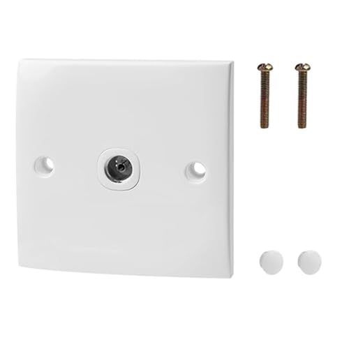 TV-Antennensteckdose, Koaxial-Wandblende, TV-FM-Koaxial-Antennen-Wandsteckdose, 50/60 Hz Antennenanschluss, Wandsteckdosenplatte, flammhemmende Materialien für zuverlässiges Fernsehen und FM-Radio (1 von XINXINGDINGSHENG