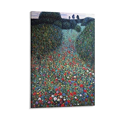 Gustavv Klimt Moderne Kunst Gemälde Poster Mohnfeld Poster Kunstdruck Wand Foto Malerei Poster Hängendes Bild Familie Schlafzimmer Dekor Geschenk 60 x 90 cm von XINXUN