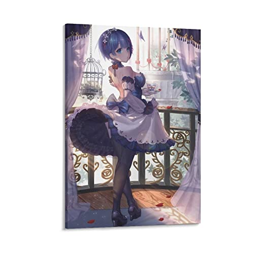Rem Anime Poster Re Zero Kara Hajimeru Isekai Seikatsu Strümpfe, dekoratives Gemälde, Leinwand, Wandkunst, Wohnzimmer, Schlafzimmer, Gemälde, 30 x 45 cm von XINXUN
