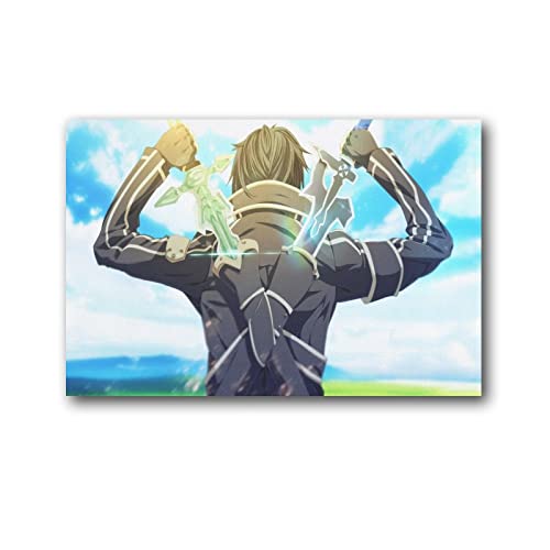 SAO Sword Art Online Anime Poster Kirito The Wilderness Geschenke Leinwand Gemälde Poster Wandkunst Dekorative Bilder Drucke Moderne Dekoration Gerahmt 60 x 90 cm von XINXUN